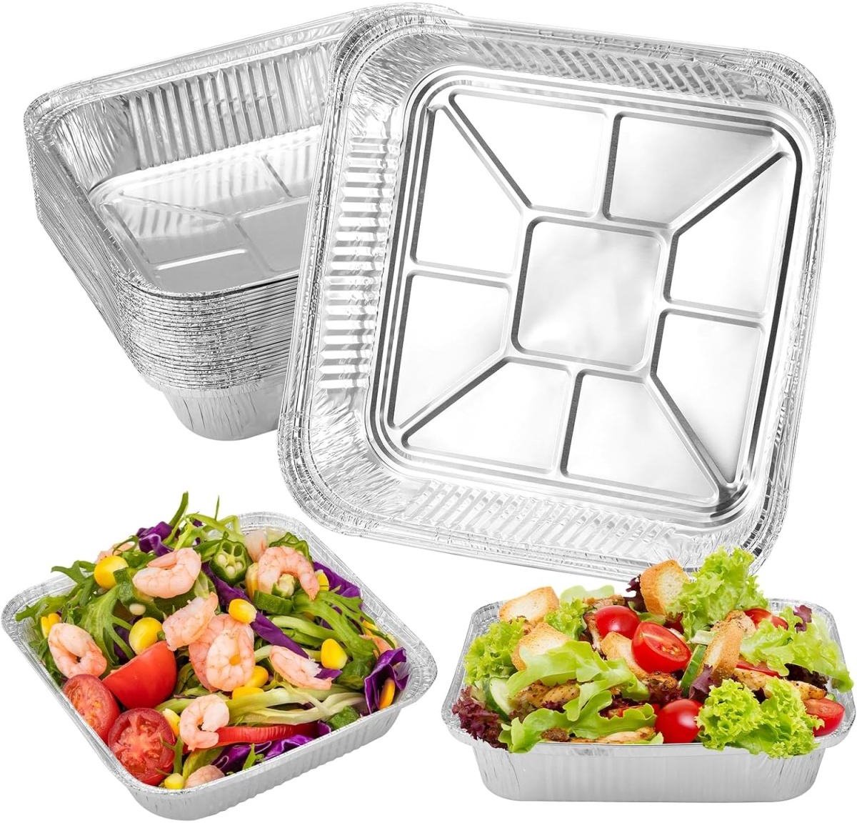 EXCITAT 30 stuks aluminium bakplaten - 20 * 20 cm aluminium lekbakken - ovenaccessoires - herbruikbaar - voor bakken, grillen, koken, feesten en picknicks
