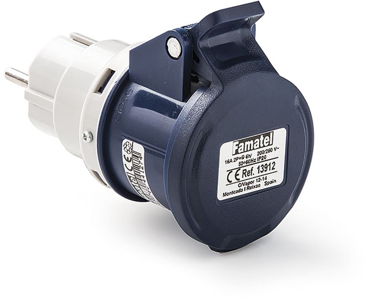 Famatel 13912 2p+t-stekker 2p Ttl-stekkeradapter Zwart One Size / EU Plug 220V