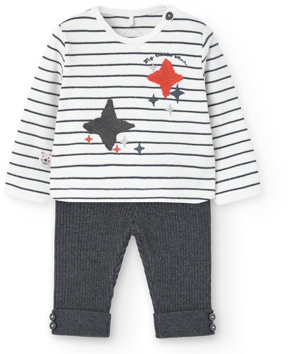 Boboli Knit Set Met Lange Mouwen Wit,Grijs 3 Months Meisje