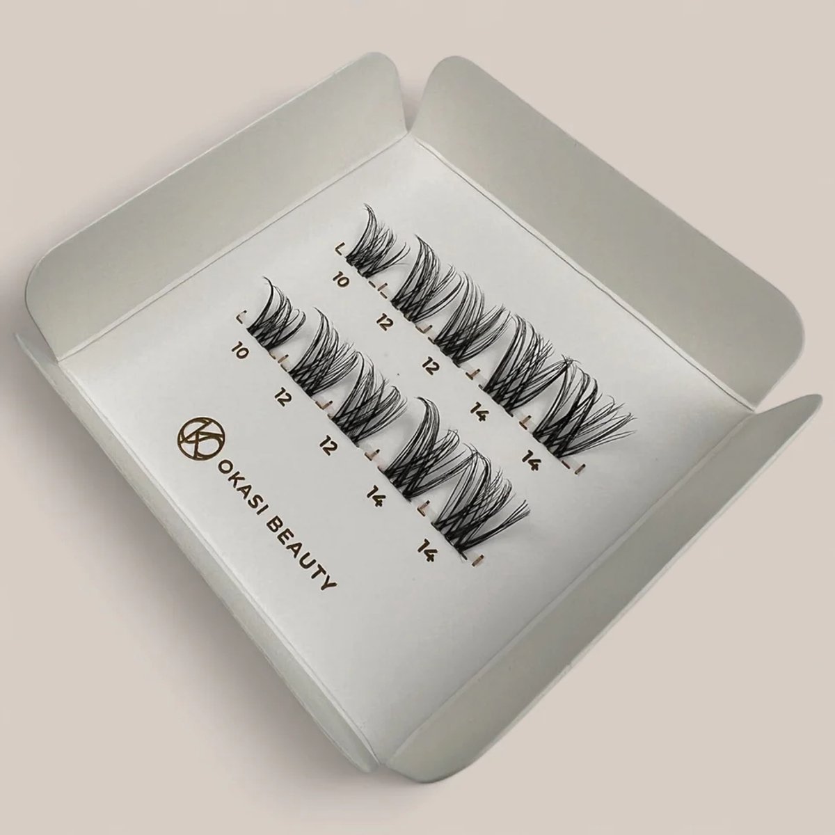 Okasi Beauty - Flirty Try Me - Mix Lengte - Premium Natural Lashes - 10-cluster DIY Wimper segmenten - Mix lengte 10-12-14 mm - Ultradunne transparante wimperband - DIY wimperextensions - Speelse wimperlook