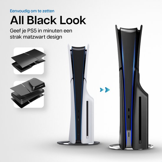 Playstation 5 Slim Faceplates Disc Edition (niet geschikt voor standaard PS5 & PS5 Pro) - Inclusief Mid Skin - Accessoires - Faceplate - Cover - Plate - Skin - Zwart