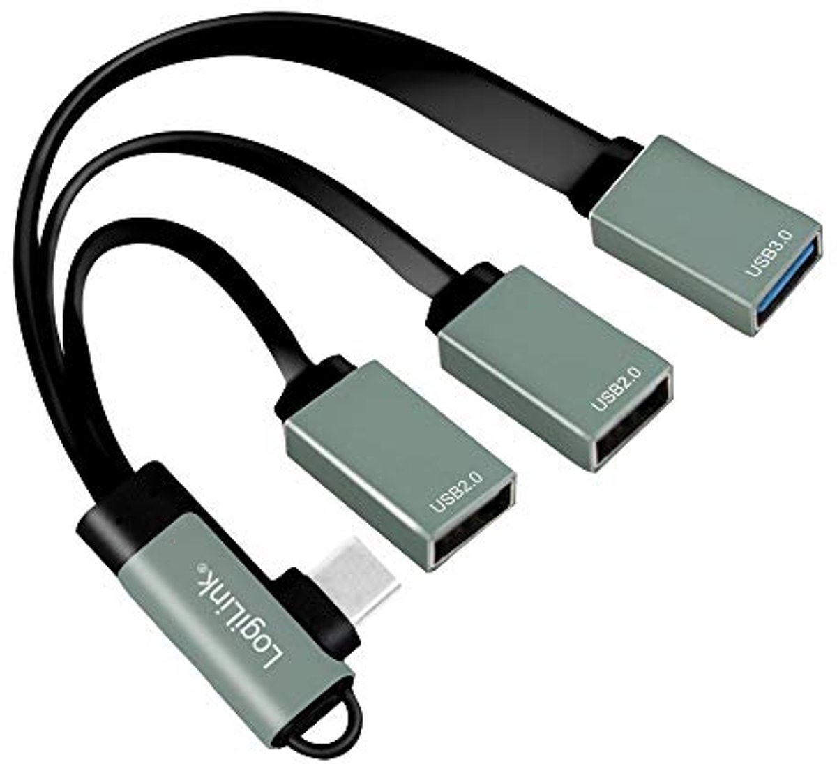 USB-C Hub Met 90° Haakse Stekker Naar 2X USB 2.0 + 1X USB 3.0 - 5 Gbps Overdrachtssnelheid