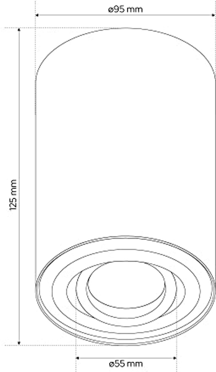 Moderne Draaibare Plafondspot met GU10 Fitting - Verstelbare Aluminium Opbouwlamp voor Woonkamer, Keuken, Hal, Slaapkamer Ø95x125 mm
