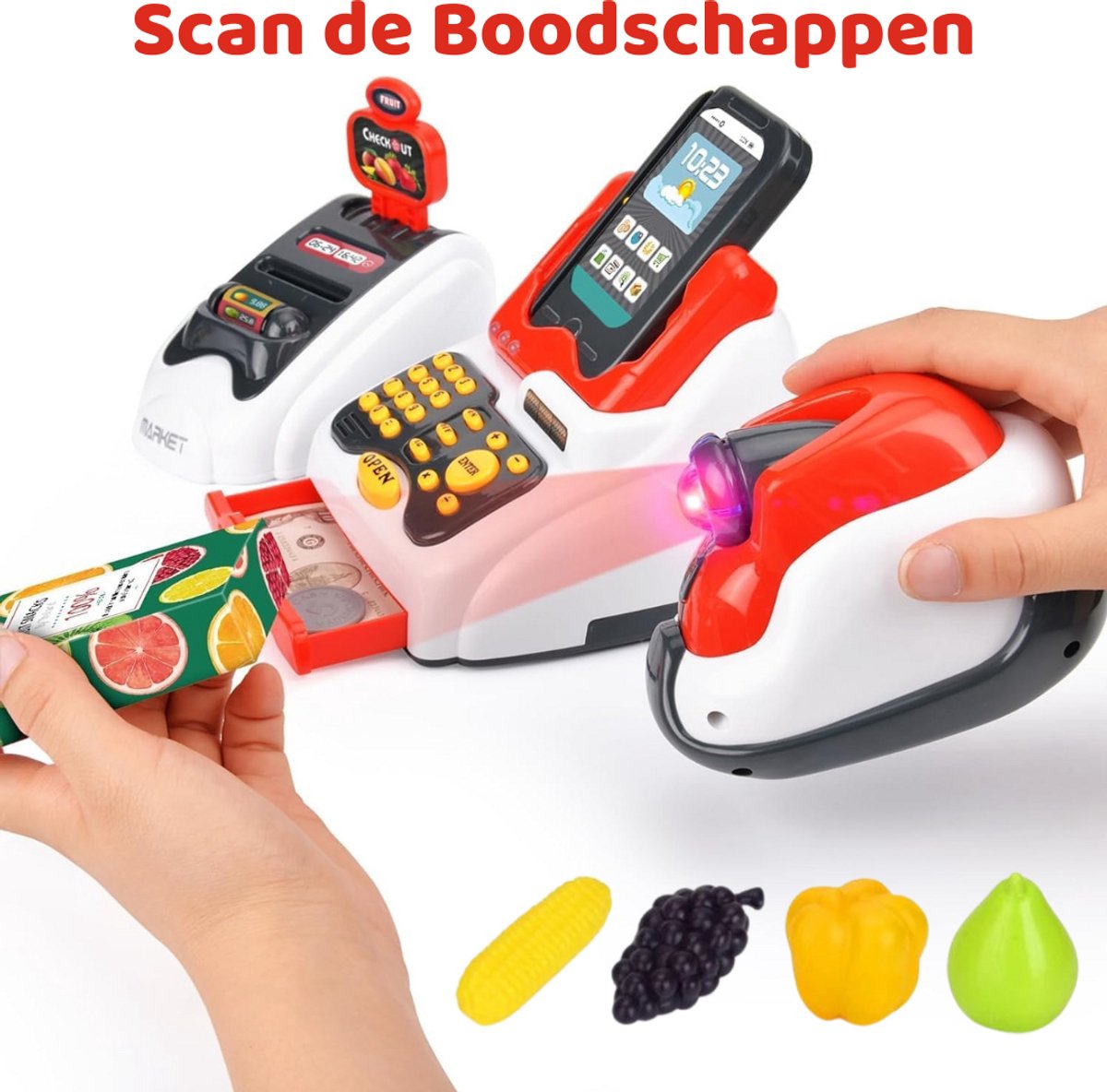 Luumuu® Kassa Speelgoed - Speelkassa - Scanner - Speelgoedkassa Kinderen - Winkeltje - Supermarkt - Speelgeld - Winkelmandje - Biljetten - Accessoires - Speelwinkel — afbeelding 7