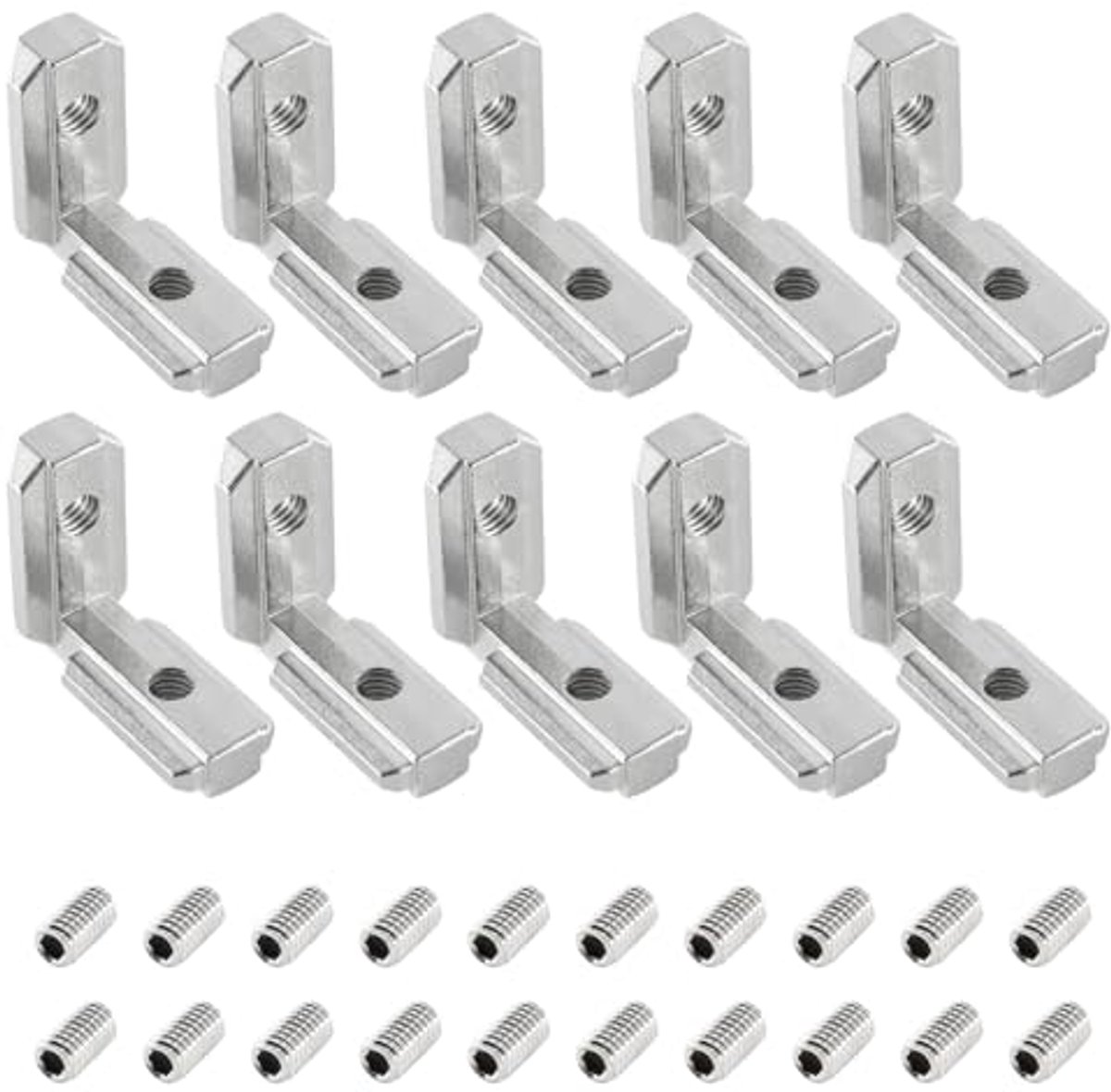 Aluminium Hoeken 10 Stuks 90° L-Vorm Klemmen Binnenhoekverbinding voor T-Sleuf Profiel