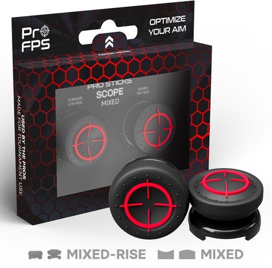 Thumbsticks ProFPS pour PlayStation 5 (PS5) et PlayStation 4 (PS4) - Aim Assist pour plus de contrôle et de précision - Accessoires de vêtements pour bébé eSports pour tireur FPS - Set mixte de portée avec 1 Concave Low-Rise et 1 Bombed Mid-Rise