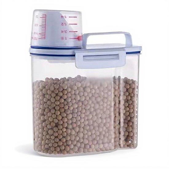 Geyecete hondenvoer opberg, 2800ML luchtdicht hondenvoer box, voederbak met maatbeker, heldere kunststof voedertonne, draagbare voerbak voor honden/katten - BPA vrij