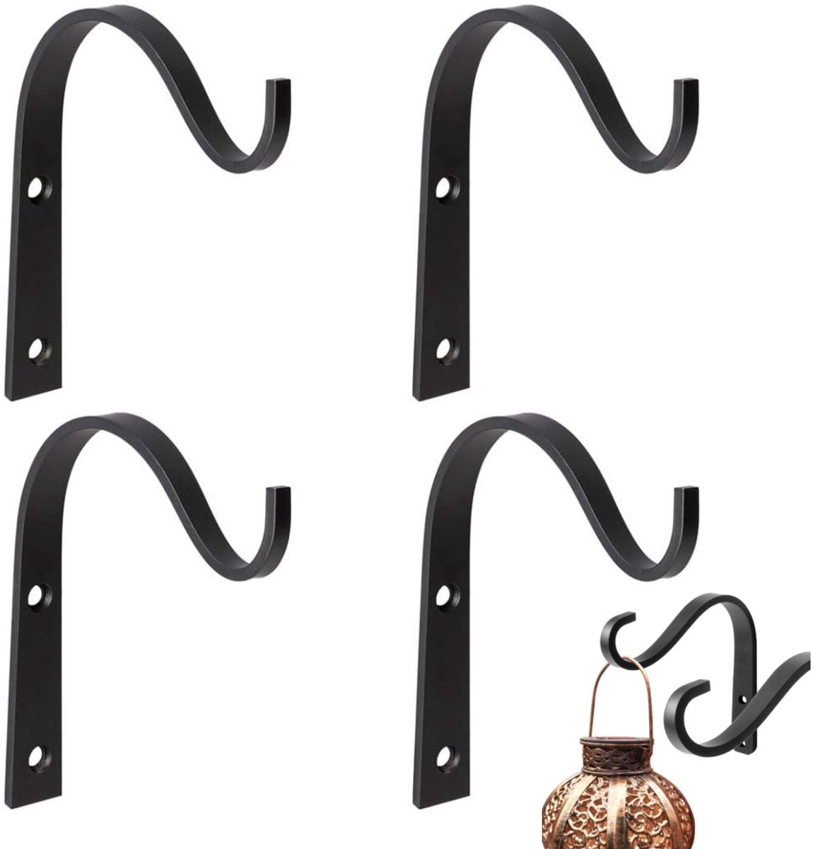 4 stuks - Smeedijzeren haak om op te hangen - 5 inch decoratieve wandhaak - Muurbeugel - D