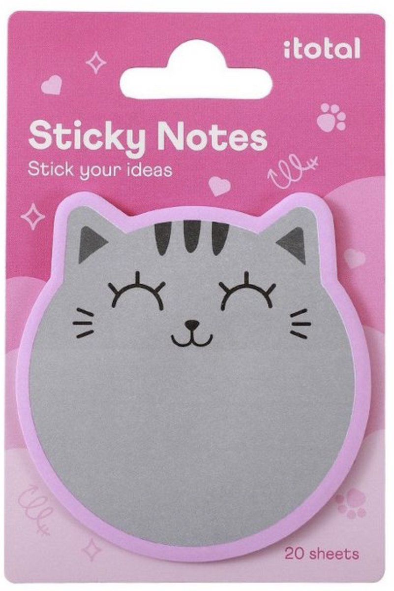 iTotal Sticky Notes Kleverige Notities “GREY CAT” 20 sheets 74x76.7mm 11gr