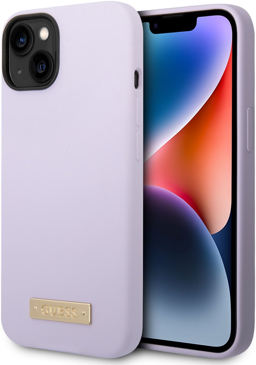 Guess Back cover - iPhone 14 Plus & 15 Plus - Paars - Schokabsorberend - Slanke pasvorm