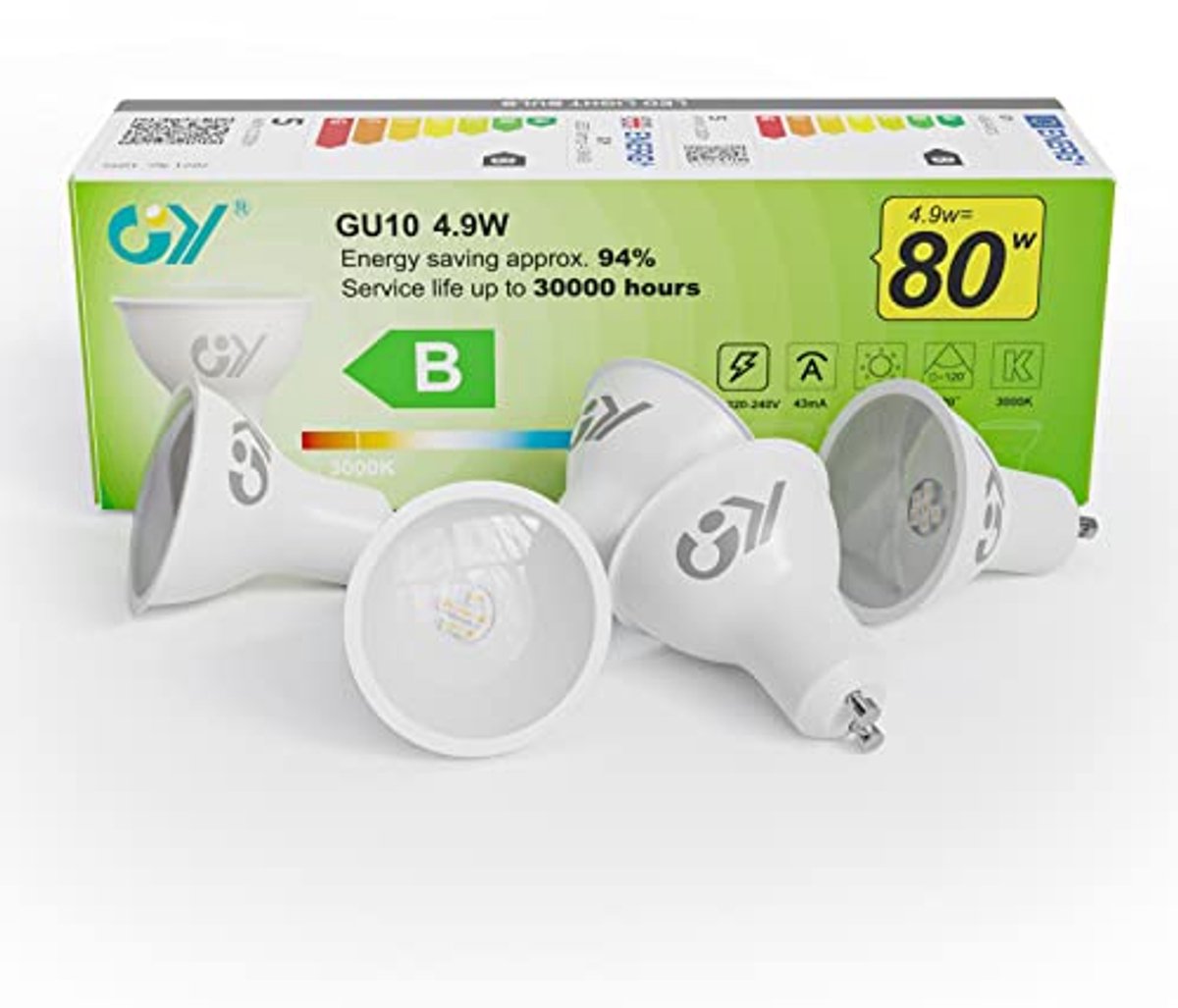 Energiebesparende GU10 LED-lampen 4,9W - Warm Wit - 780lm - 5 stuks