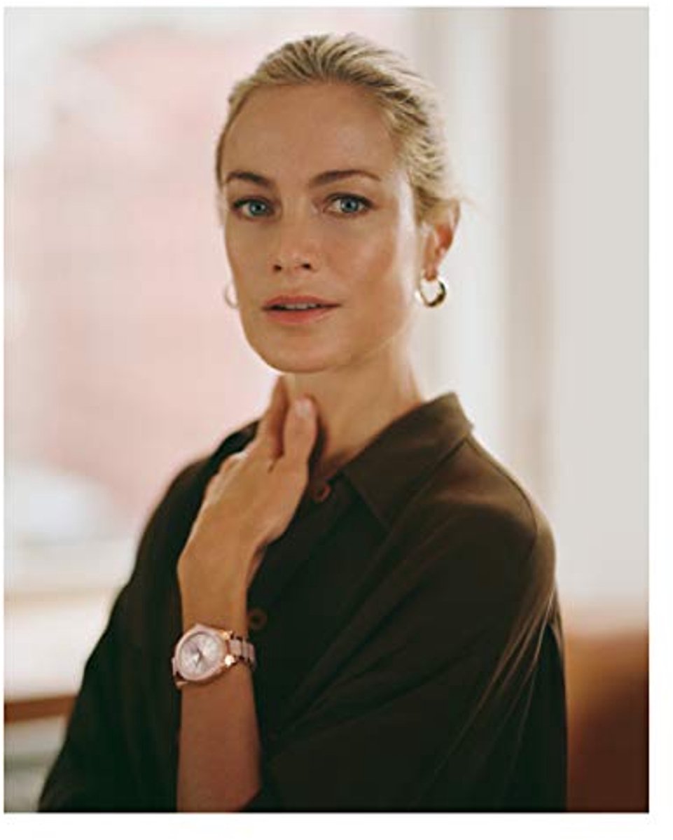 Metalen Jurk Horloge met Analoog Display en Tweekleurige Armband