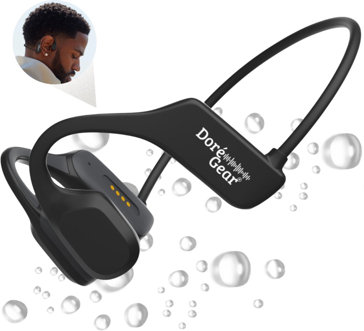 DoréGear Audio - Bone Conduction Headphone - Draadloze Open Ear Sport Oortjes - Waterdicht - Bluetooth En MP3 (16GB) - Waterdichte Koptelefoon - Inclusief Case
