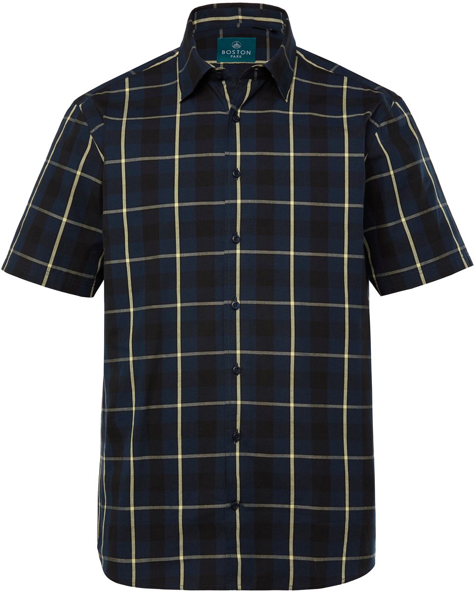 Boston Park - Heren - Ruitenoverhemd korte mouw Kentkraag comfort fit - Navy blauw - Maat L
