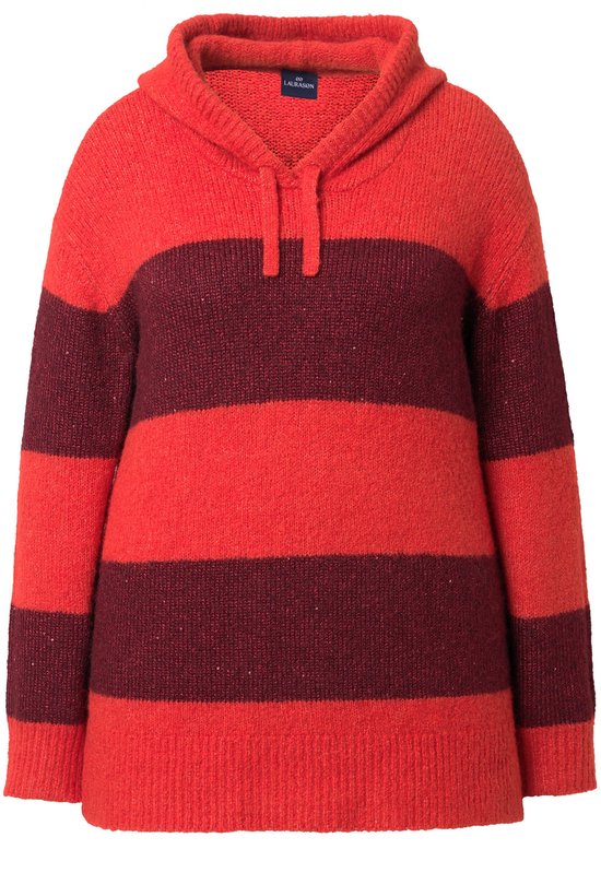 Laurasøn - Dames - Gebreide trui capuchon lange mouw - Rood - Maat 52+