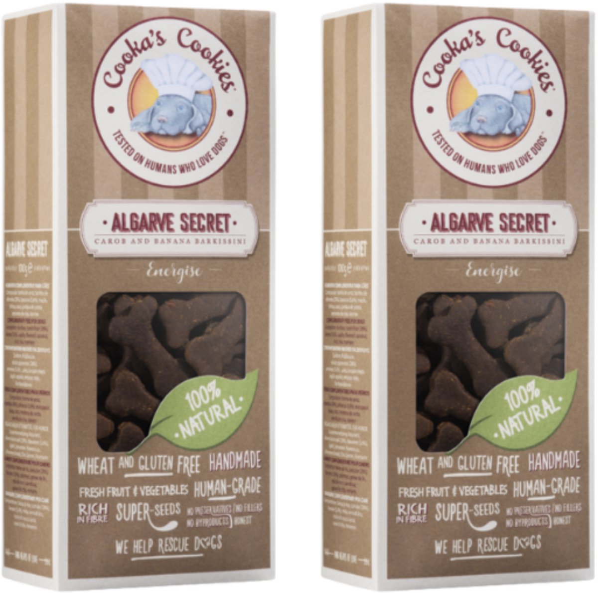Cooka Cookie's - 100% Natuurlijke Vegan Hondenkoekjes - Superfoods met Kokos En Banaan-2-PACK- Voordeel set