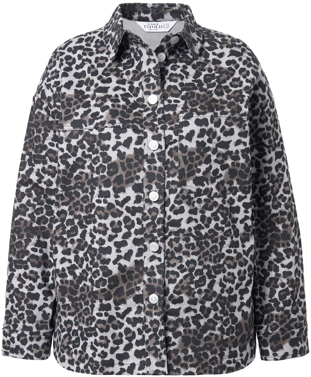 Studio Untold - Dames - Denim overhemd oversized leo - Steengrijs - Maat 50+