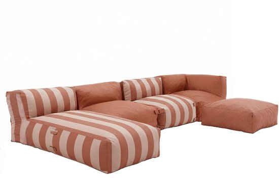 Oviala - Ensemble de jardin modulaire rayé 5 places bleu Pacifique - Mixi