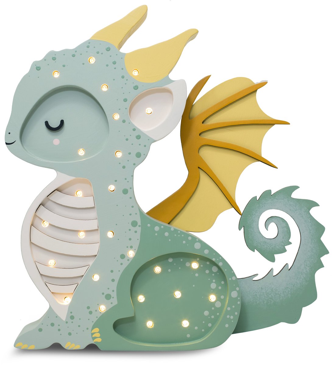 houten nachtlamp handgemaakt Little lights - draak