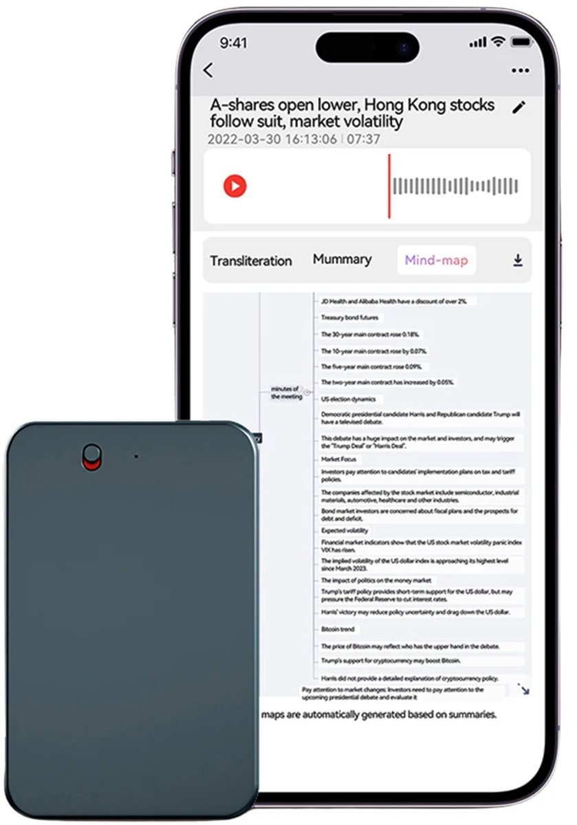 Benelux Select Voice Recorder – Voicerecorder – Transcriptie & Vertaling - App - Bluetooth – 32 GB - 8,6 × 5,5 × 0,35 cm