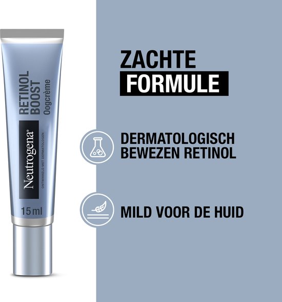 Neutrogena Retinol Boost Oogcrème tube, 15 ml. Zachte formule, dermatologisch bewezen retinol, mild voor de huid.