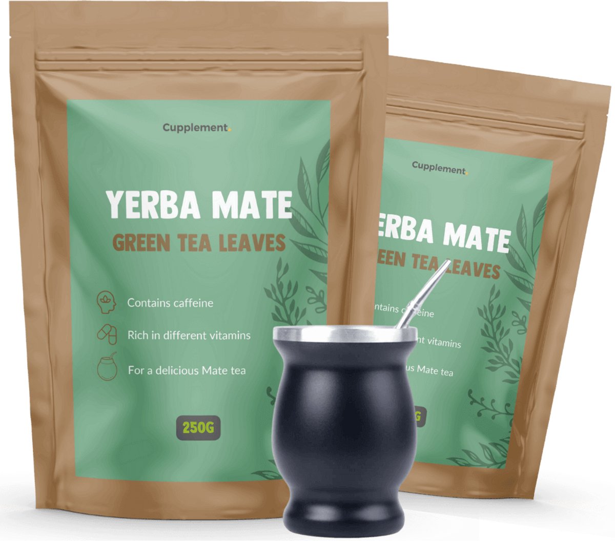 Cupplement Yerba Mate Thee Set Met Bombilla Combideal 2x250 gram - Ongerookt – Maté -