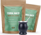 Complément | Pack de démarrage Yerba Mate | Livraison gratuite | Set de 5 pièces | 2 sachets de Thee Yerba Mate, courge, bombilla et bâton de nettoyage