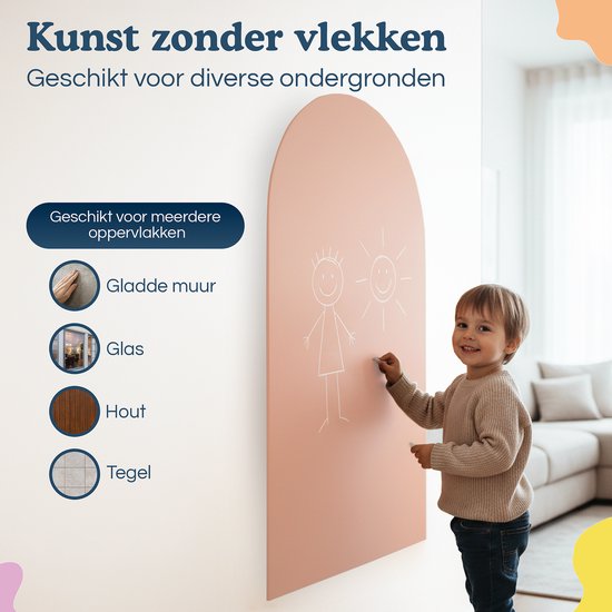 Tidy Tom Free Shapes – Muursticker magnétique – Forme d'arche – Tableau noir et tableau magnétique – Accessoires inclus – Beige avoine