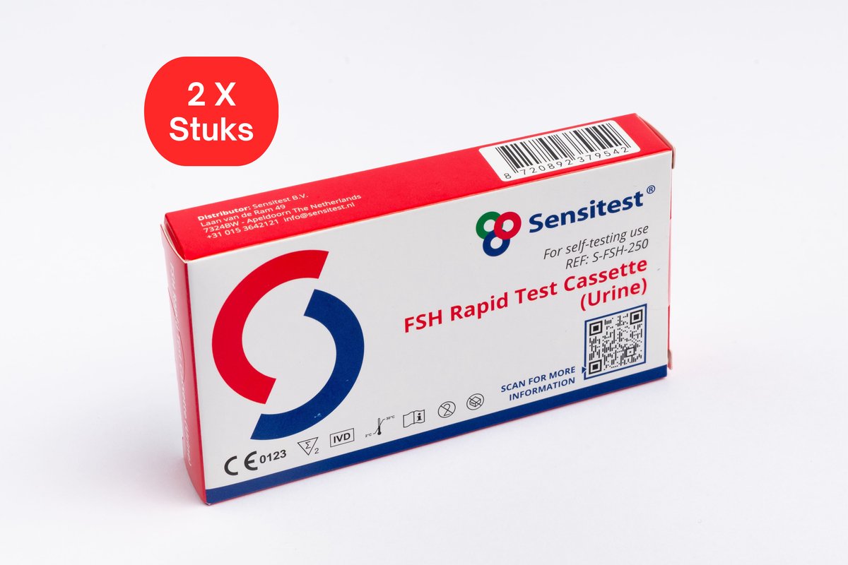 FSH Sneltest – 4 stuks – Zelftest voor (peri)menopauze – Resultaat in ±3 minuten – Eenvoudig thuis te gebruiken – Inclusief pipetten & handleiding