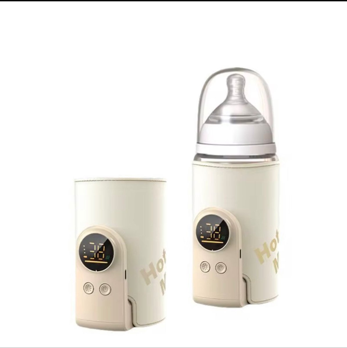 Draagbare Flesverwarmer – Beige – USB oplaadbaar
