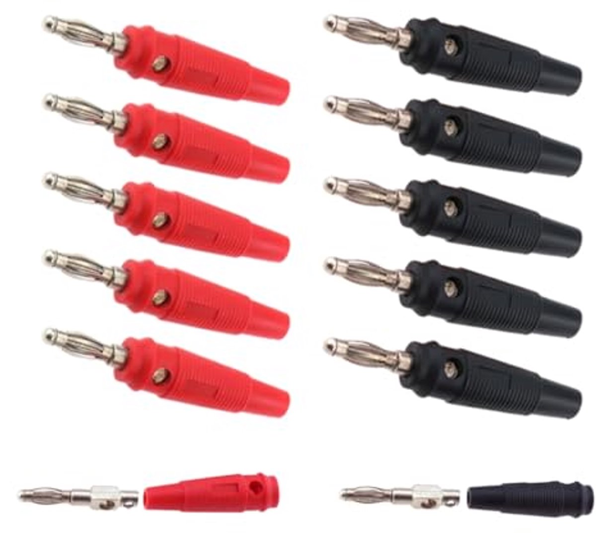 Set van 10 banaanstekkers voor audioluidsprekers - 20 A, 4 mm
