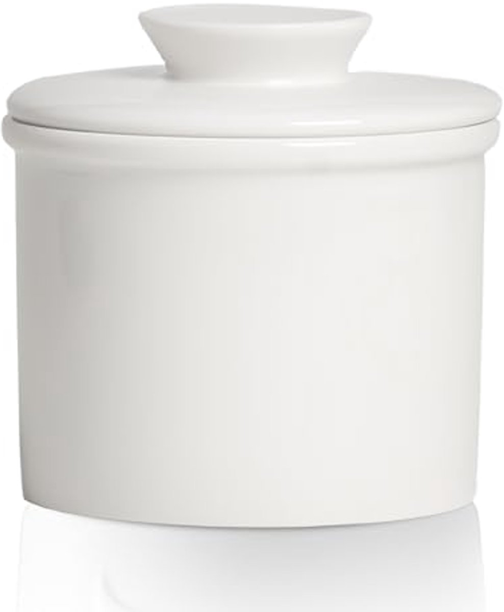 Keramische Boterpot met Deksel voor Verse en Smeerbare Boter - Ronde Botercontainer