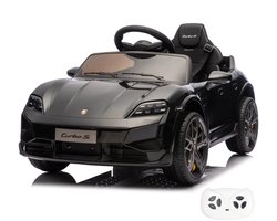 Porsche Taycan Turbo S 12V Elektrische Kinderauto 1 tot 5 jaar – Officieel Gelicentieerd met Vernieuwde Li-ion Accu – Luxe Sportwagen met Afstandsbediening, LED & Soft-Start – Zwart