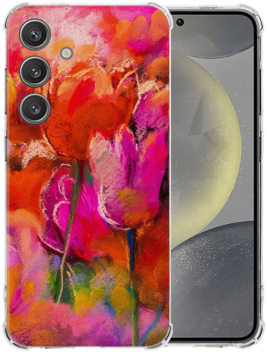 TPU Case Anti-Shock voor Samsung Galaxy S25 Hoesje - Tulips TPU Antishock