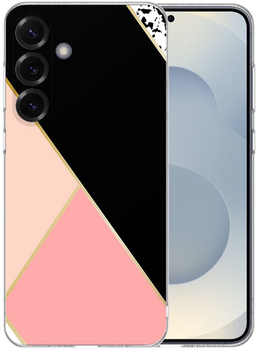 TPU Hoesje Samsung Galaxy S25 Plus - Zwart Roze Vormen Backcover