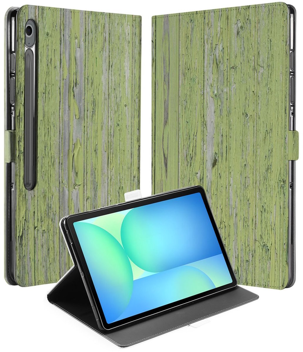 Tablet Book Case Green Wood Samsung Galaxy Tab S10 FE Plus