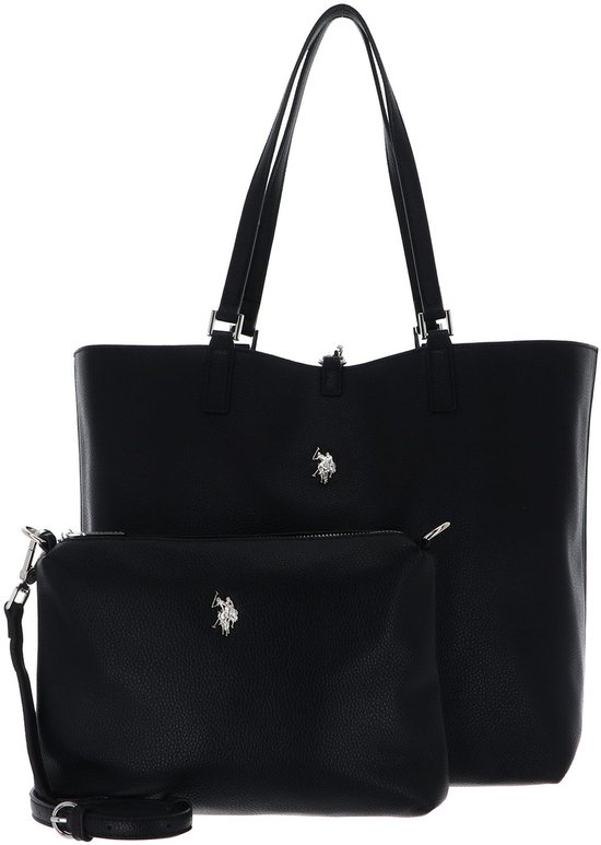 U.S. POLO ASSN. sac shopper sac à épaule Rogersville Reversible Shopping Bag Black + Belt noir bleu marine