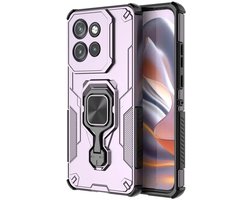 MobyDefend Hoesje - Geschikt voor Motorola Edge 50 Neo / Motorola Edge 60 Neo - Dubbelgelaagde Pantsercase Met Standaard - Roze