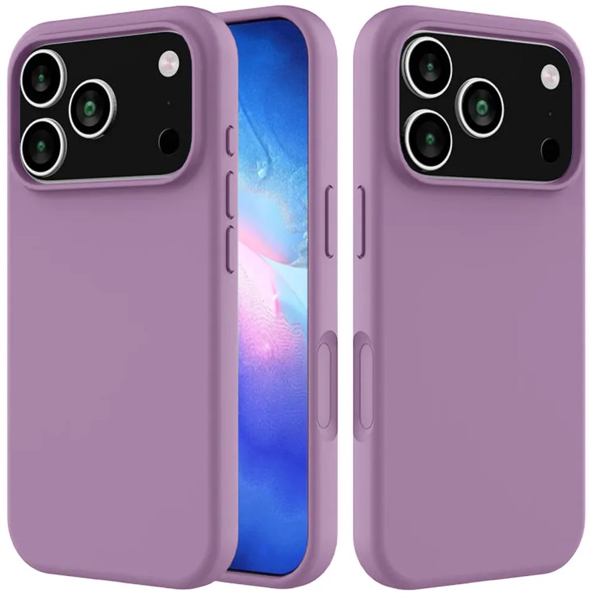 MobyDefend Hoesje - Geschikt voor iPhone 17 Pro Max - Matte Siliconen Backcover - Paars
