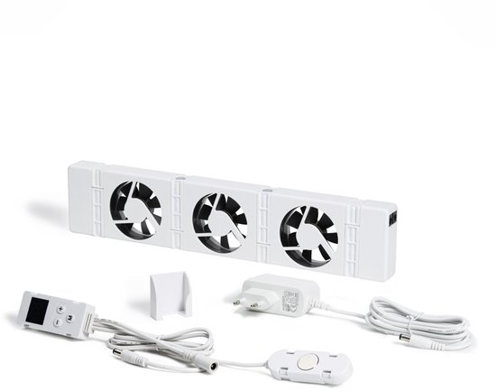SpeedComfort Radiator Ventilator met Control Sensor - Mono Set (1x) - Sneller Verwarmen - Tot 22% Energiebesparing - Geschikt voor Warmtepomp - Meerdere Snelheden - Simpel te Plaatsen - Fluisterstil - Nederlands Product - Wit