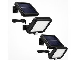 HÖFFTECH Bleu 99 - Buitenlamp met bewegingssensor- 2 STUKS - Buitenverlichting Zonne Energie - Wandlamp buiten - LED-schijnwerper bewegingssensor en los zonnepaneel