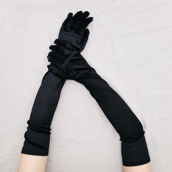 JTMKYO 1 paar lange ellebooghandschoenen voor dames, lange ellebooghandschoenen voor opera-avondfeesten, 55 cm lange satijnen handschoenen voor bruiloftsoptredens en prom (paars), lila, Eén maat