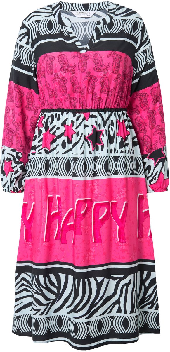 Angel of Style - Dames - Midi-jurk A-lijn all-over print elastische taille - Hibiscusrood - Maat 46