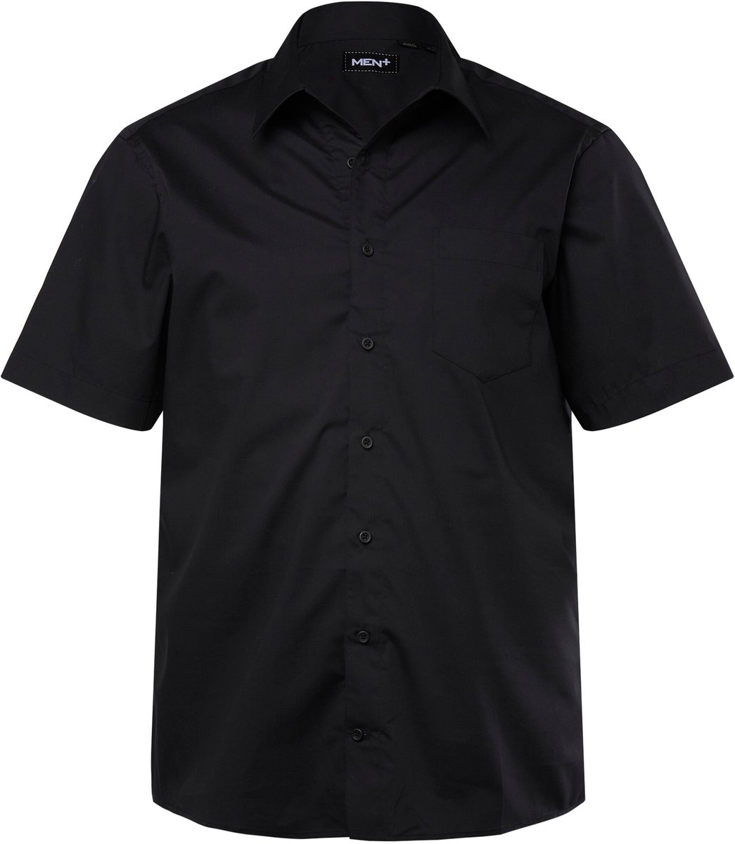 Men Plus - Heren - Zakelijk overhemd korte mouwen EasyCare Vario-kraag - Zwart - Maat 3XL