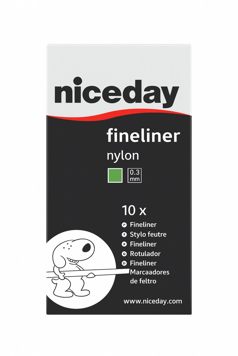 Niceday - Fineliner Groen 0,3 mm - Nylon Punt - Set van 10 Stuks