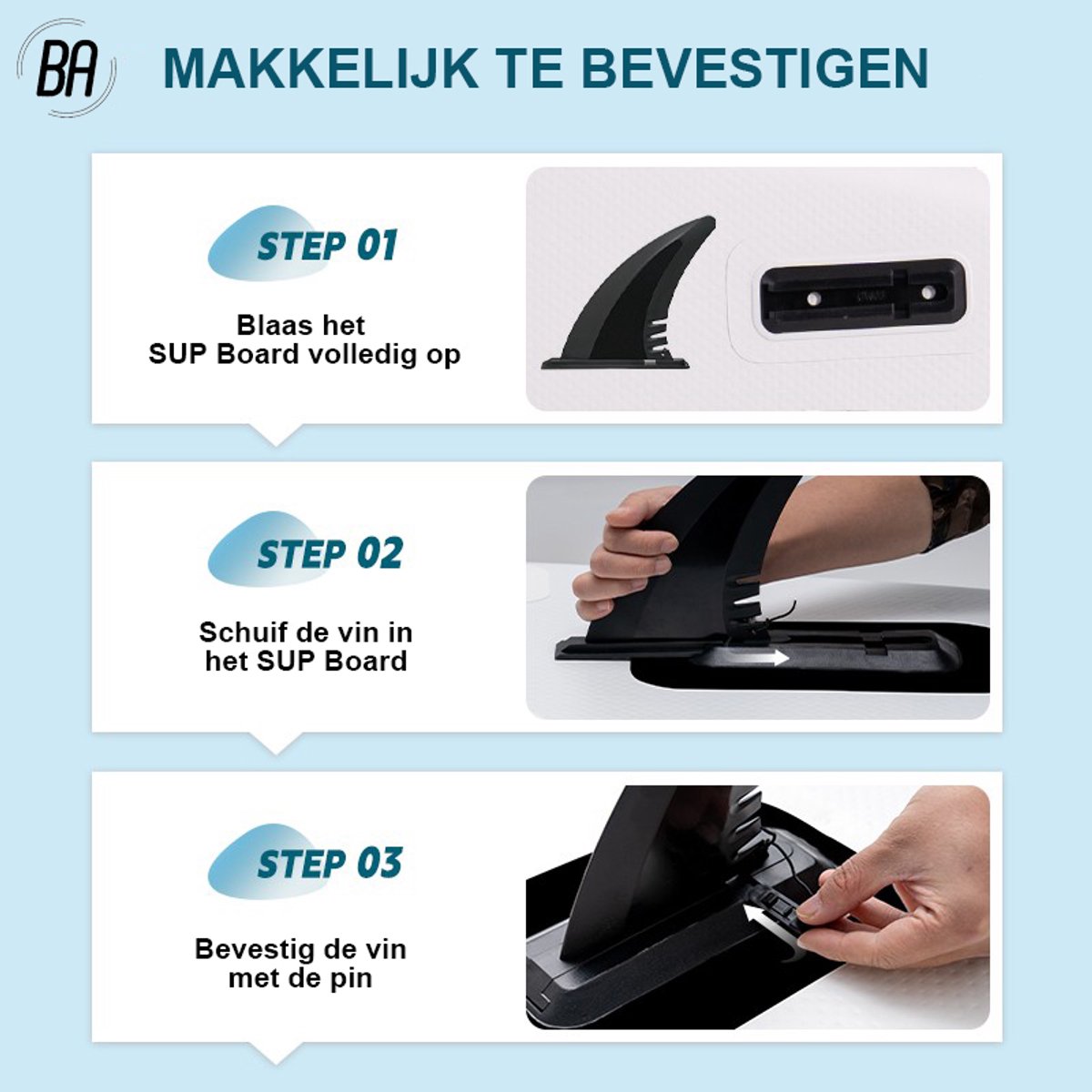 Best Active SUP Board Premium XXL - Opblaasbaar Paddle Board - Complete Set - Met Pomp / Draagtas / Verstelbare Peddel / Enkelkoord / Reparatiekit - Belastbaarheid Max. 150KG - 335x81x15cm - Aqua/Blauw – foto 3