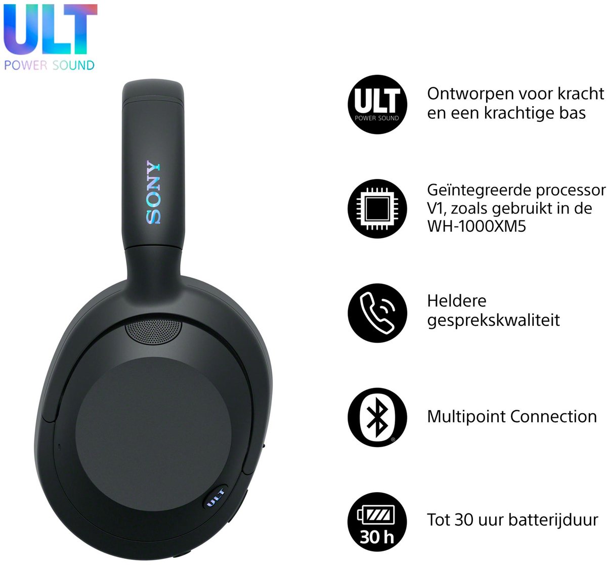 Sony ULT Wear - Draadloze Noise Cancelling koptelefoon met ULT Power Sound - Zwart – foto 7