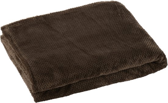 J-Line deken Snuggle - polyester - donkerbruin