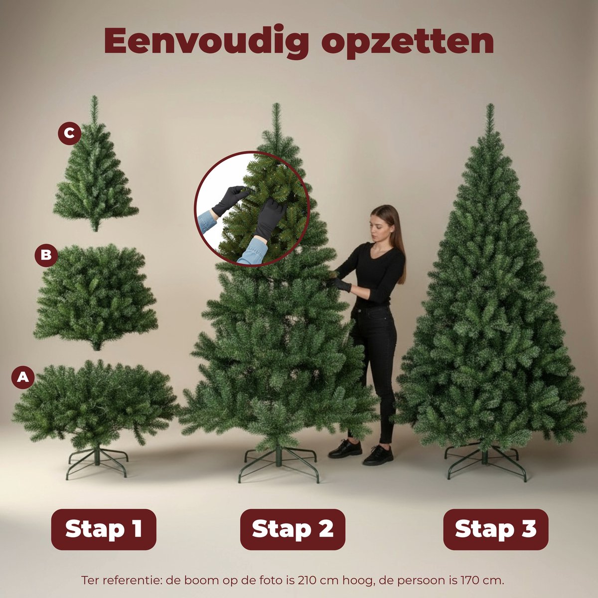 PristinePine Volle Kerstboom 180cm - Stevige Kunstkerstboom inclusief opbergtas en handschoenen - 980 Takken – foto 6
