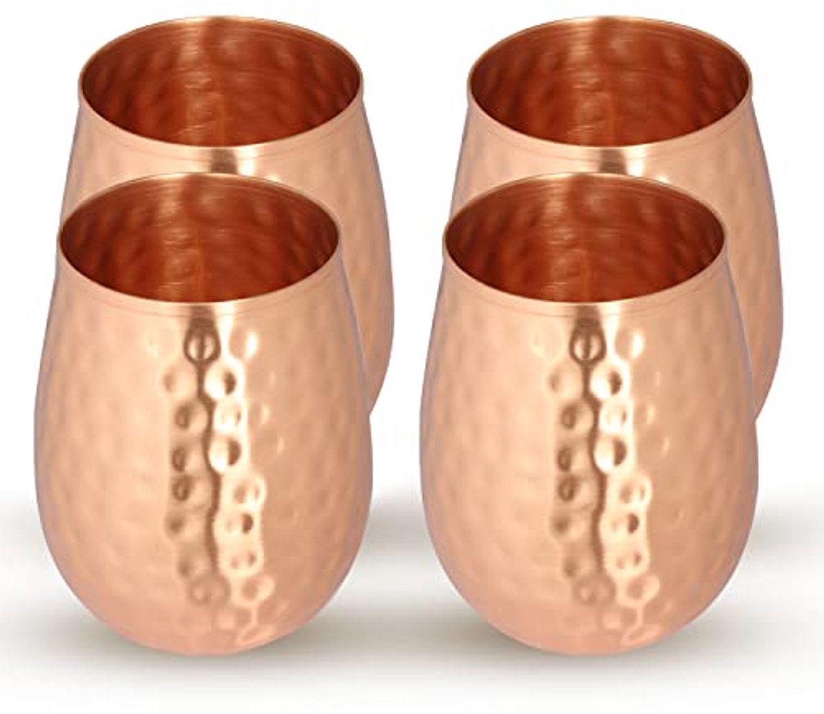 Koperen Tumbler Set van 4 voor Moscow Mule - Gehamerd, Massief Koper